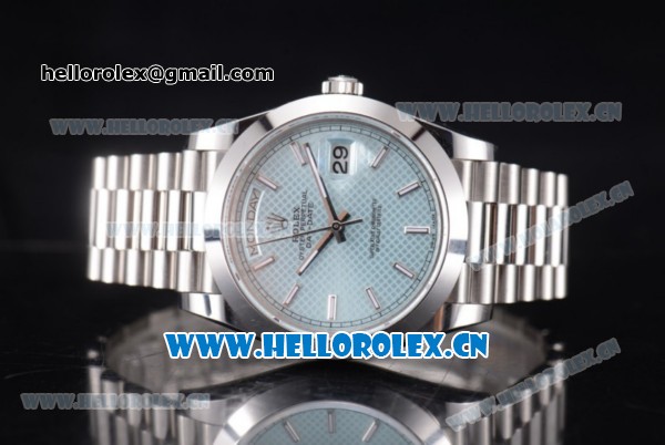 Rolex Day Date II Clone Rolex 3255 Automatic Stainless Steel Case/Bracelet with Blue Dial and Stick Markers (BP) - Click Image to Close